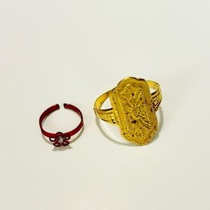 FREE Elegant Gold and Red Ring Set